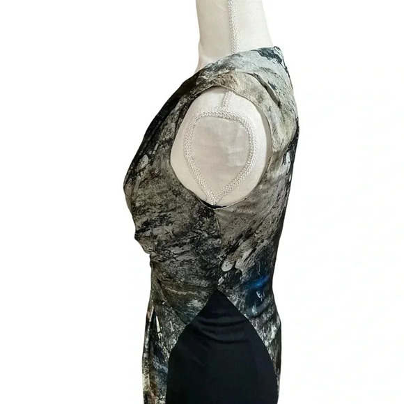 Helmut Lang Silk Granite Paint Splash Criss Cross Dress Size 2 Black Gray - Picture 7 of 15